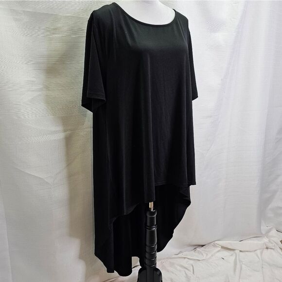 Hanna Nikole Black High Low Short Sleeve Blouse Size 24W - Picture 3 of 11